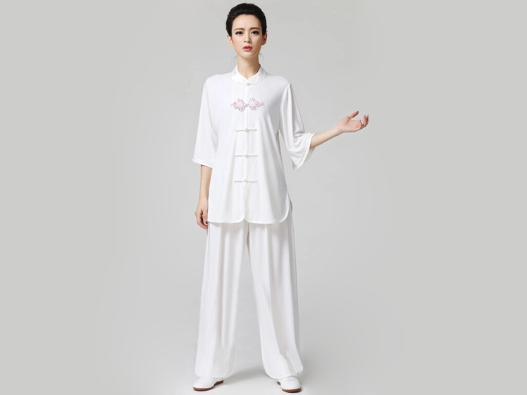 Tai Chi Clothing Half-sleeve Casual Style Snow White